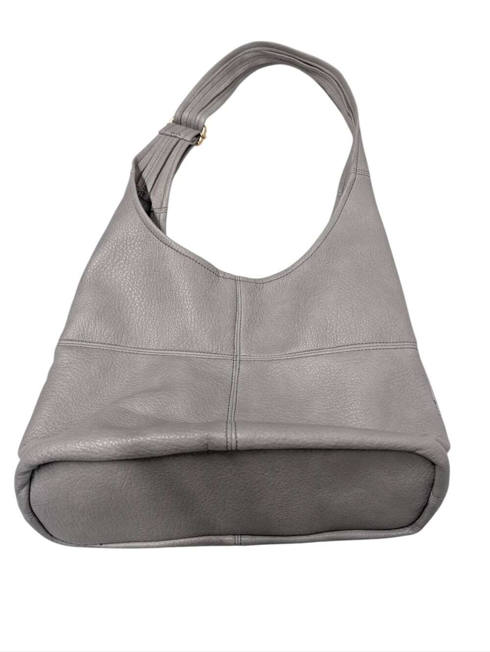Gray Faux Leather Hobo Bag Shoulder Purse Adjustable Strap Slouchy Pebbled PU - Picture 2 of 9